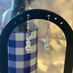 Elegant Rabbit Pearl Drop Earrings